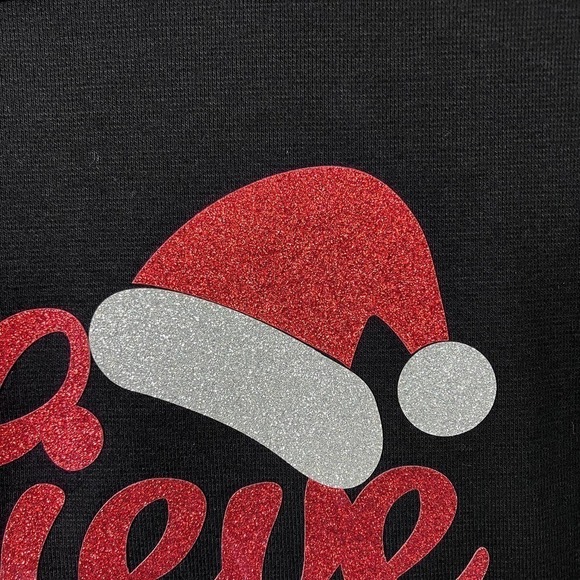 Marvel Fashions Believe Sparkle Santa Hat Christmas Graphic 3/4 Length Tee Sz XL - Picture 6 of 13
